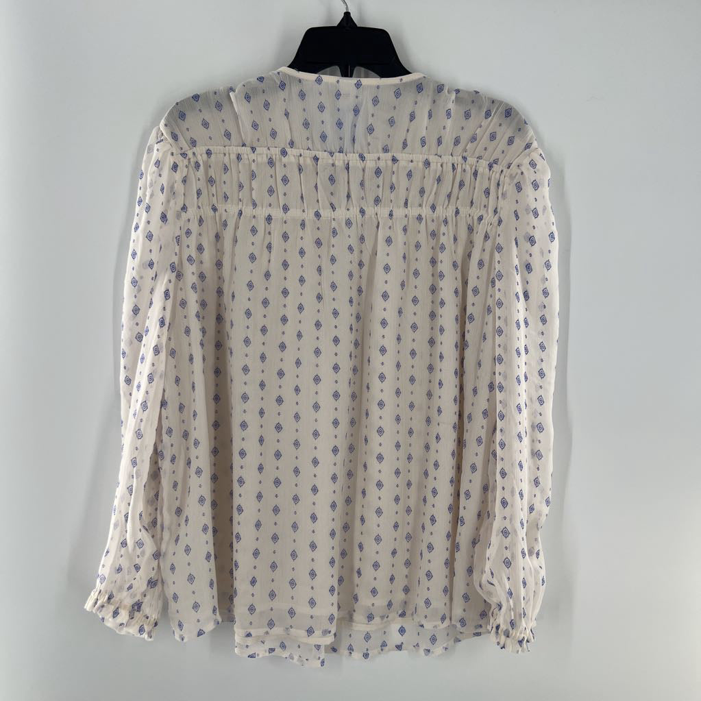 L printed v-neck l/s top