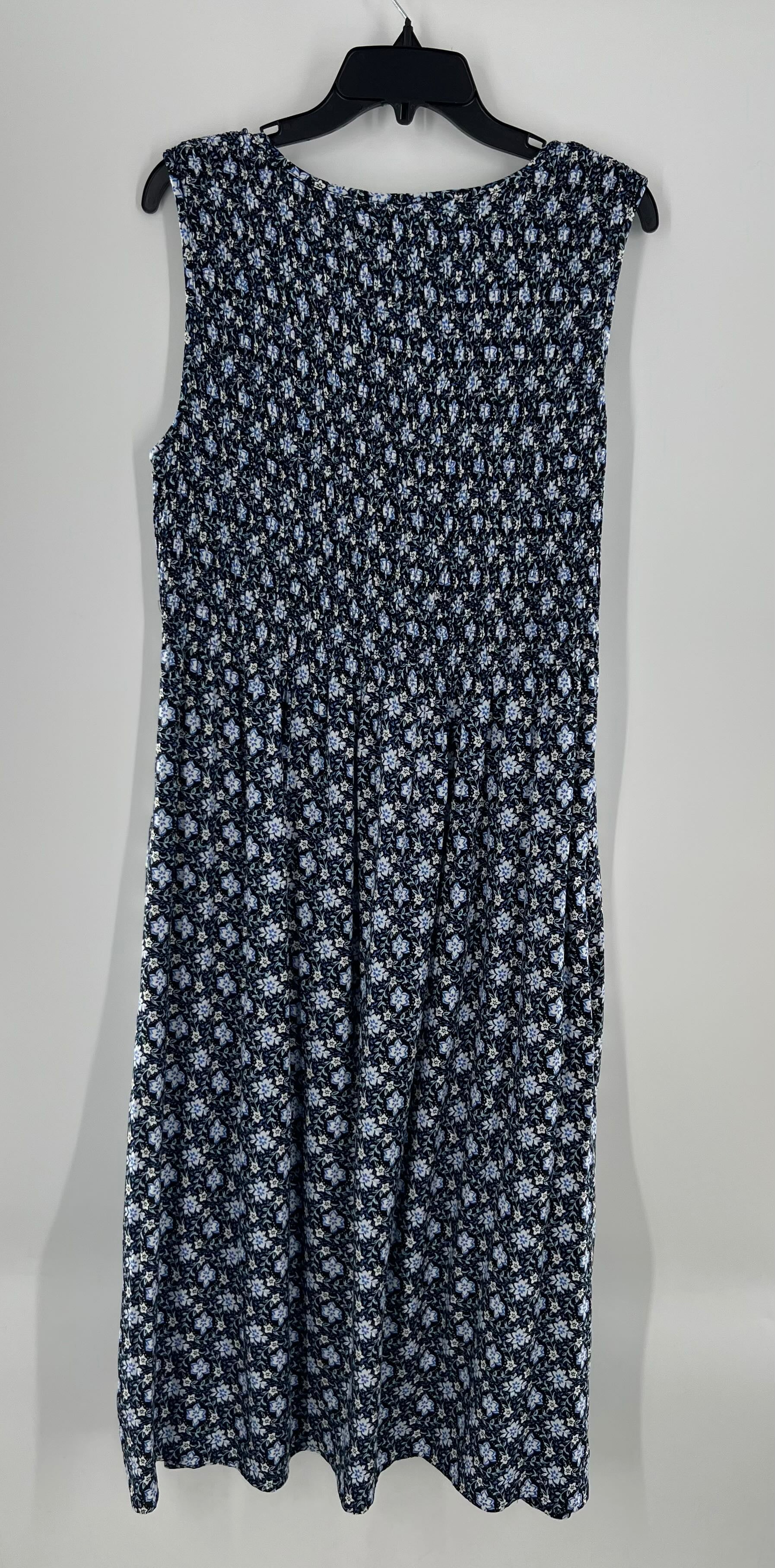 L flo print smocked slvls dress