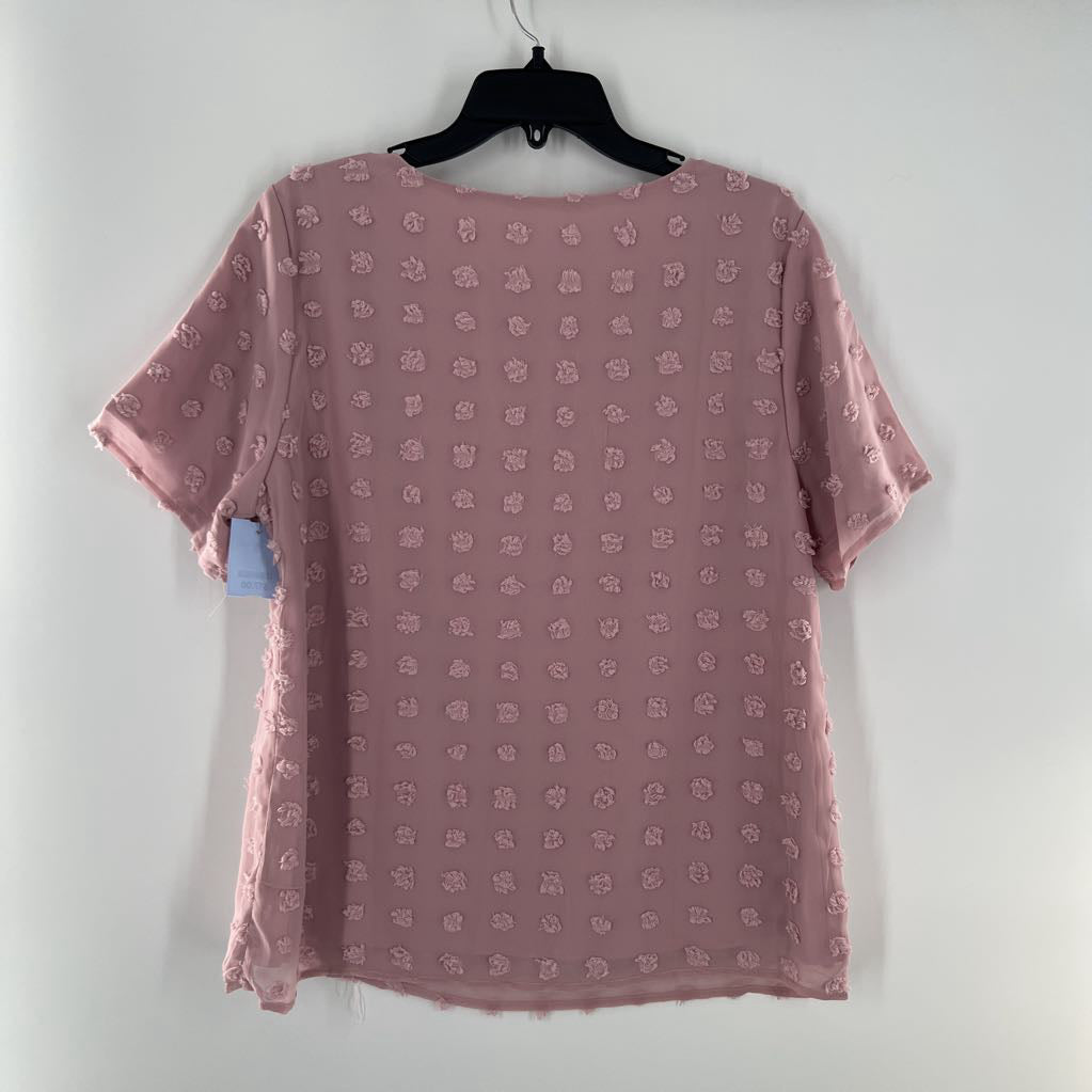 L textured round neck s/s top