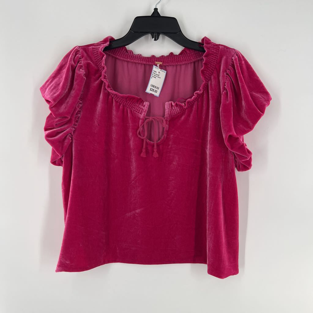 S velvet notch neck s/s top