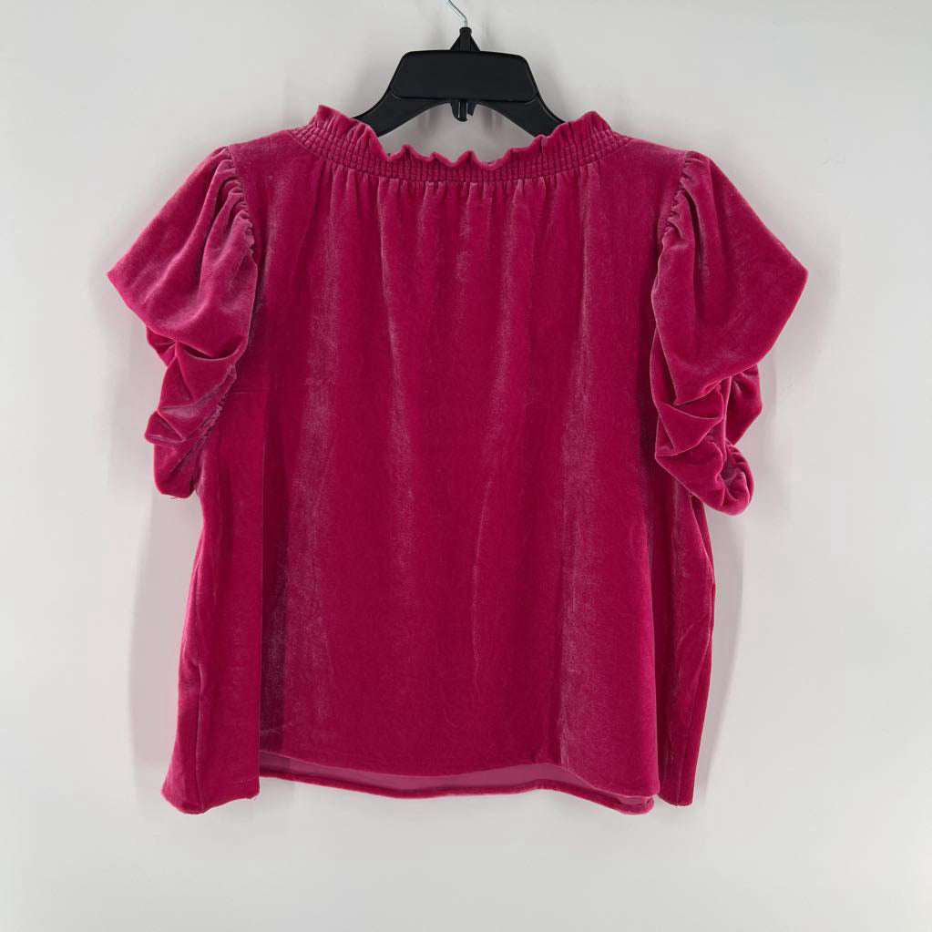 S velvet notch neck s/s top