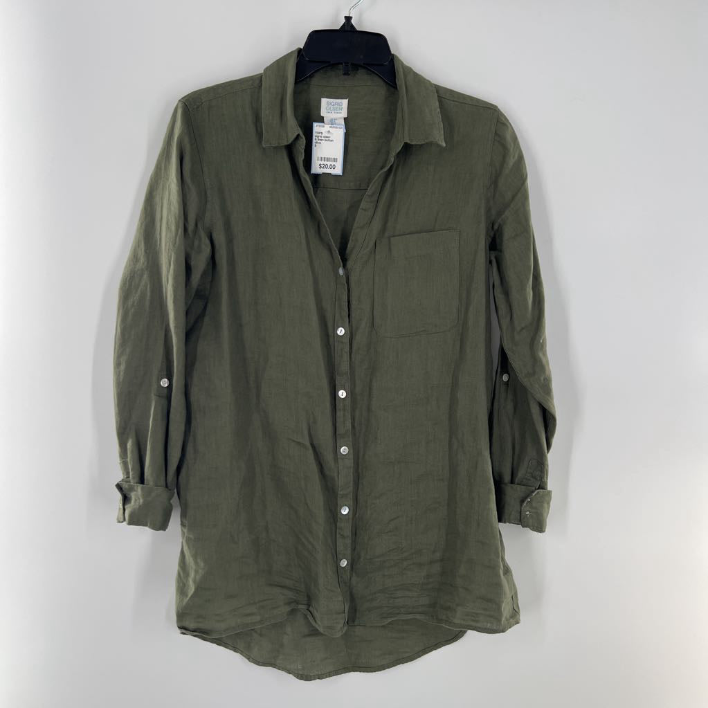 S linen button down l/s top