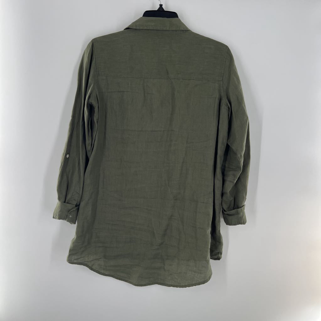 S linen button down l/s top