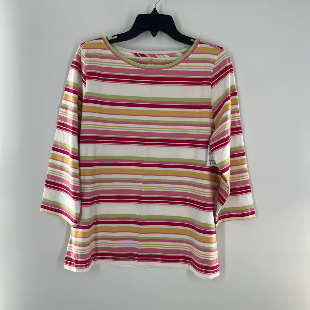 XL striped 3/4 slv tee
