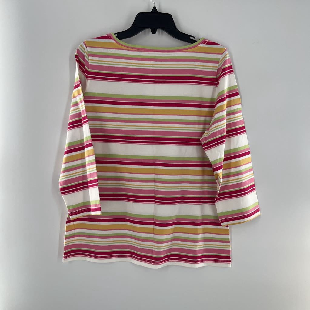 XL striped 3/4 slv tee