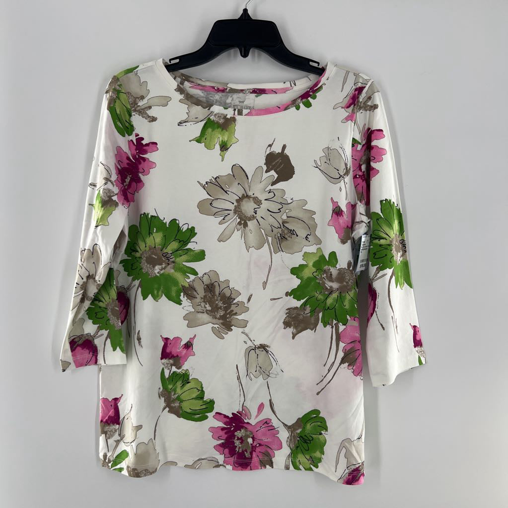 XL flo print 3/4 slv tee