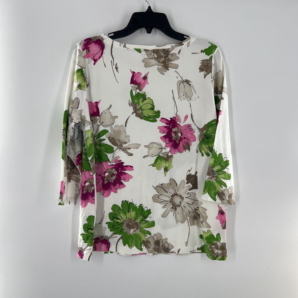 XL flo print 3/4 slv tee