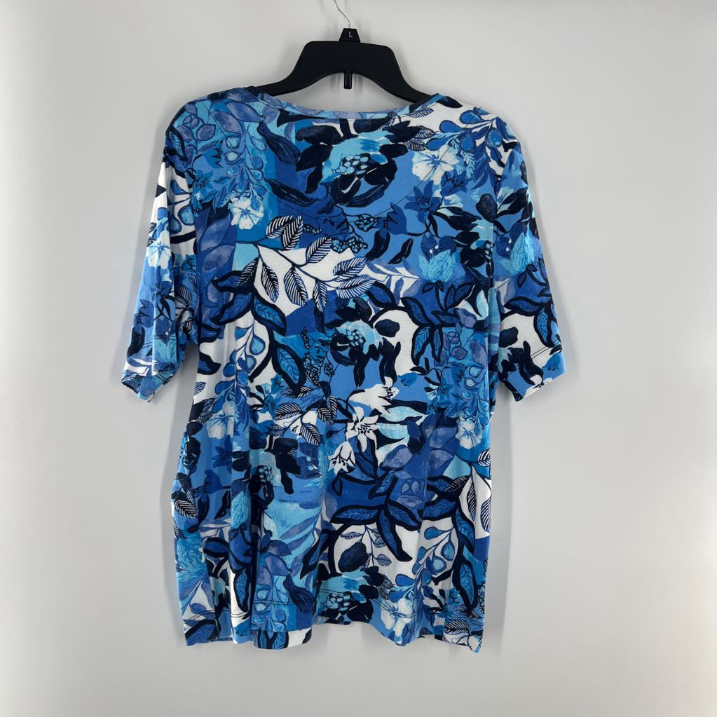 XL round neck flo print s/s tee
