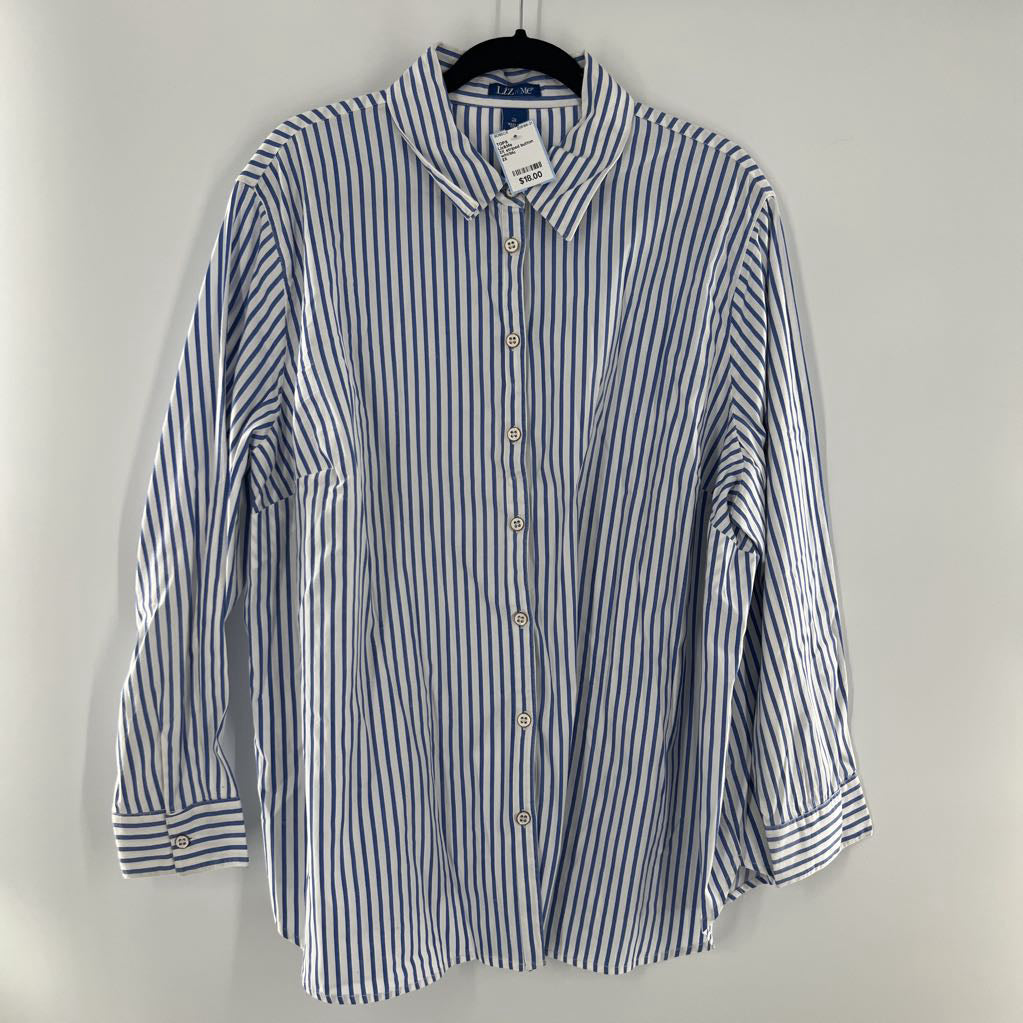 2X striped button down l/s top