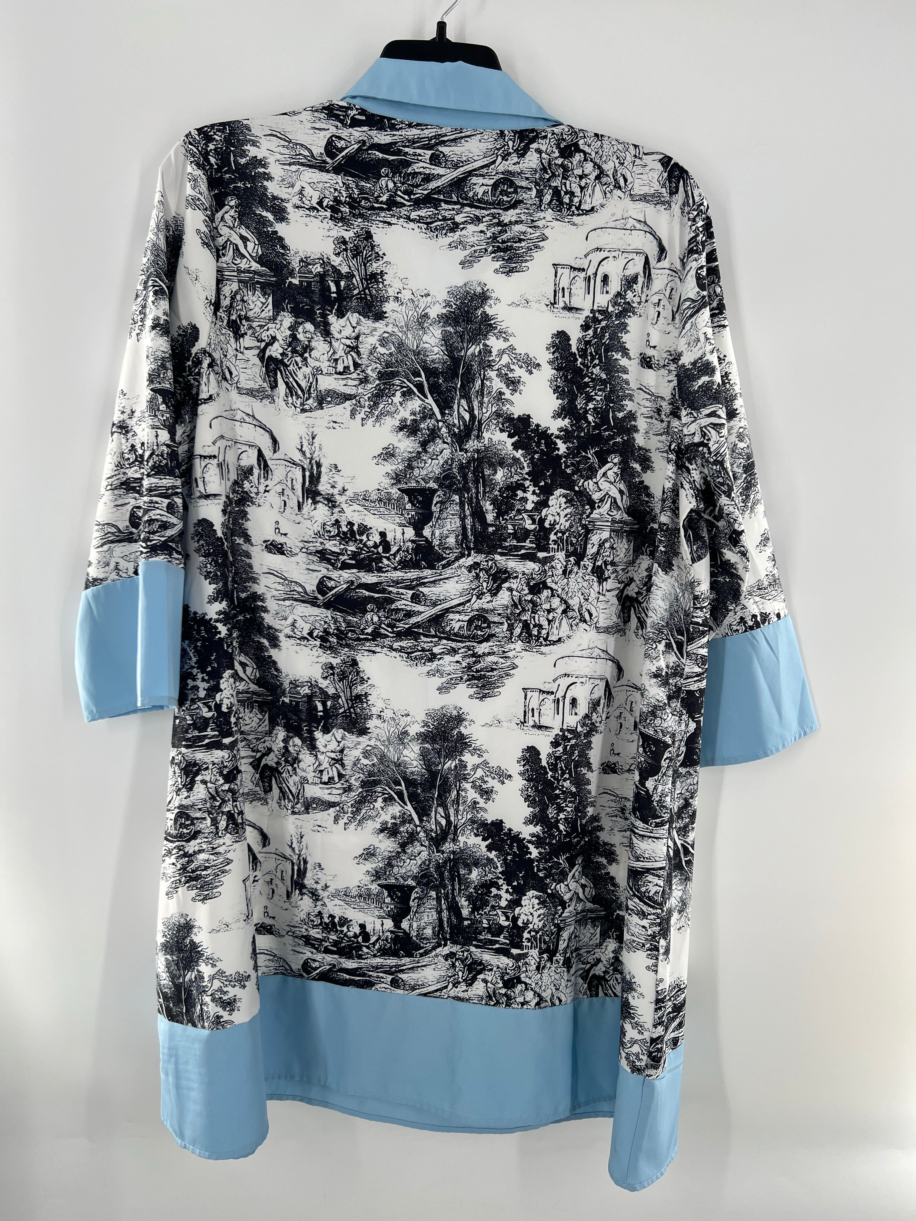2XL printed button down l/s dress
