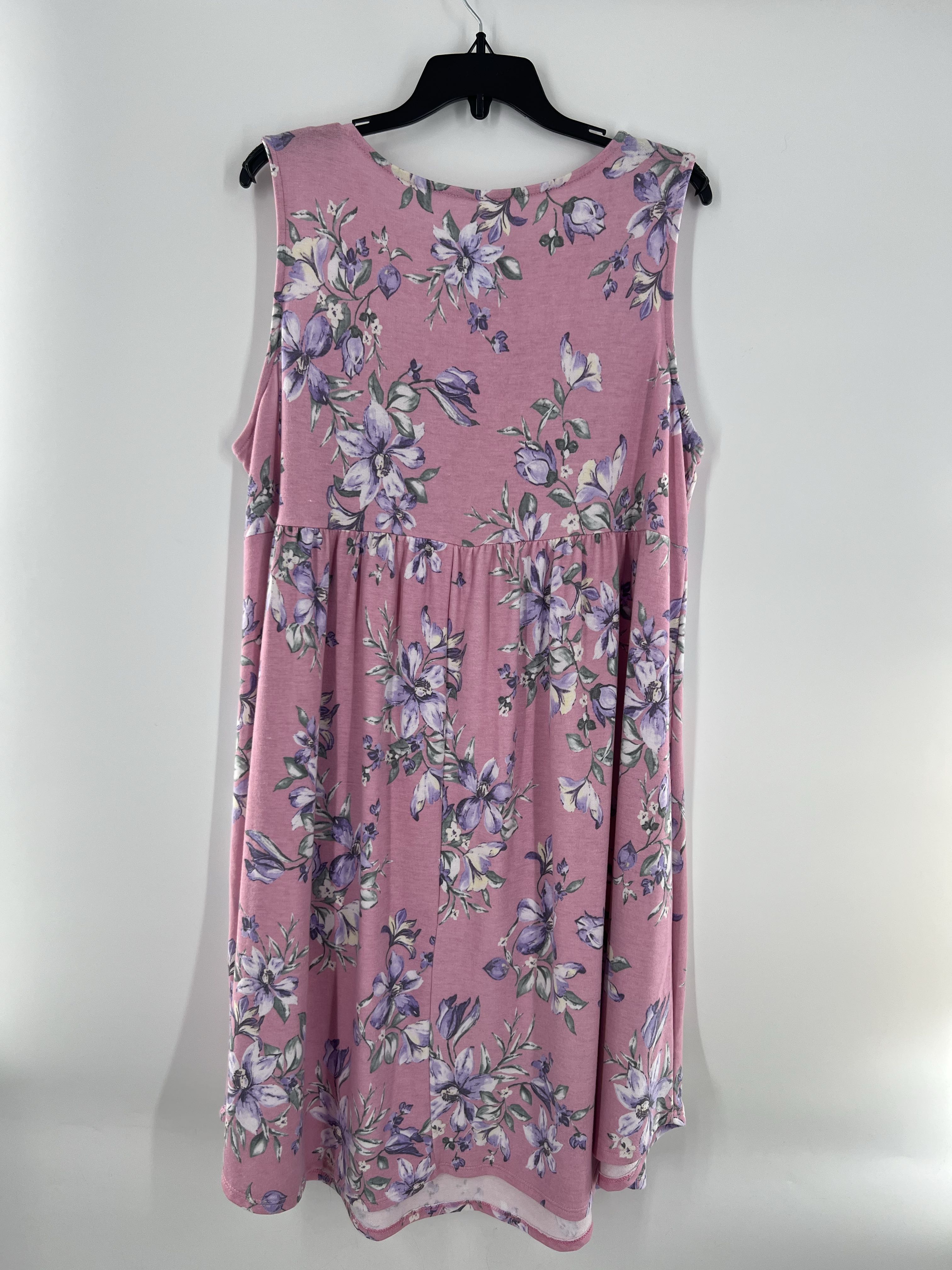 3X flo print slvls dress
