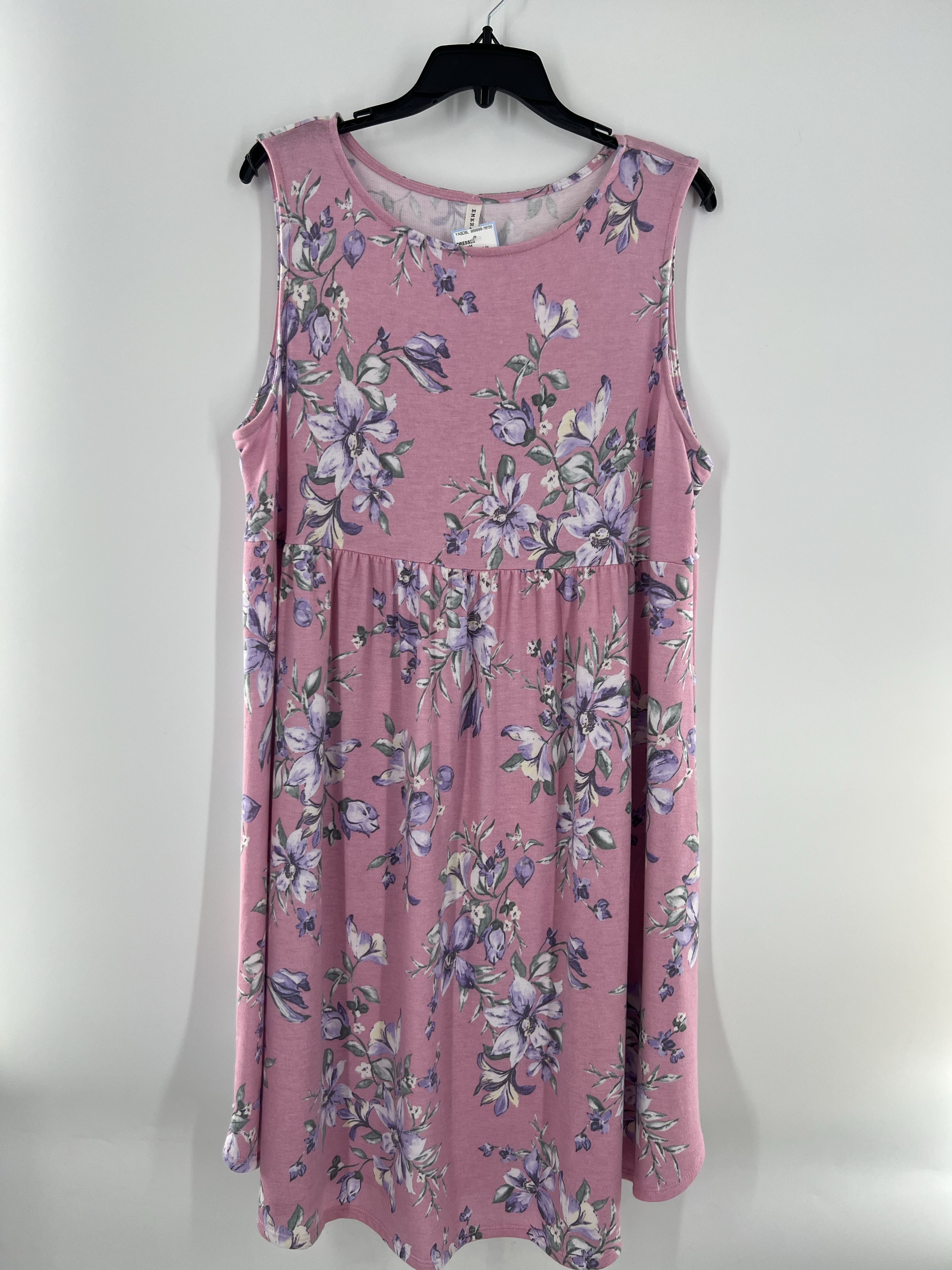 3X flo print slvls dress