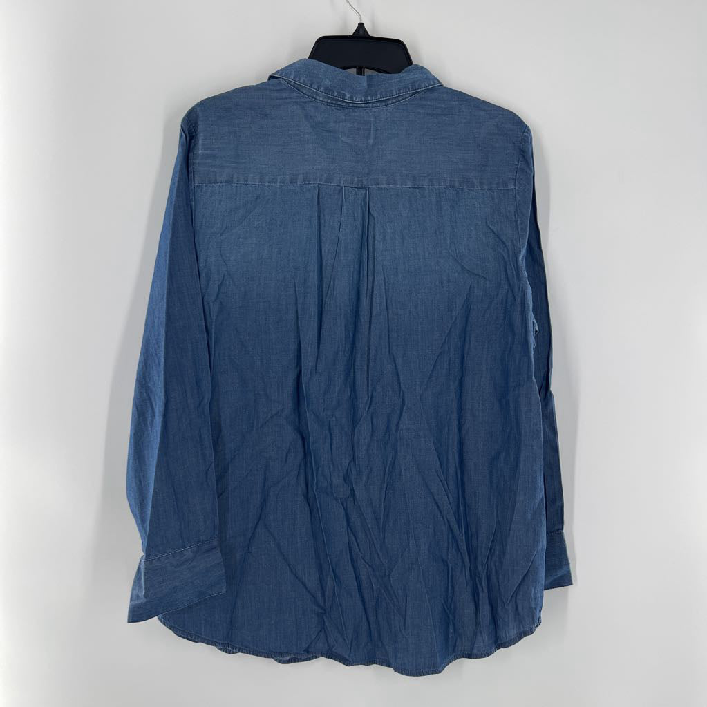 R99 L lace-up denim l/s top