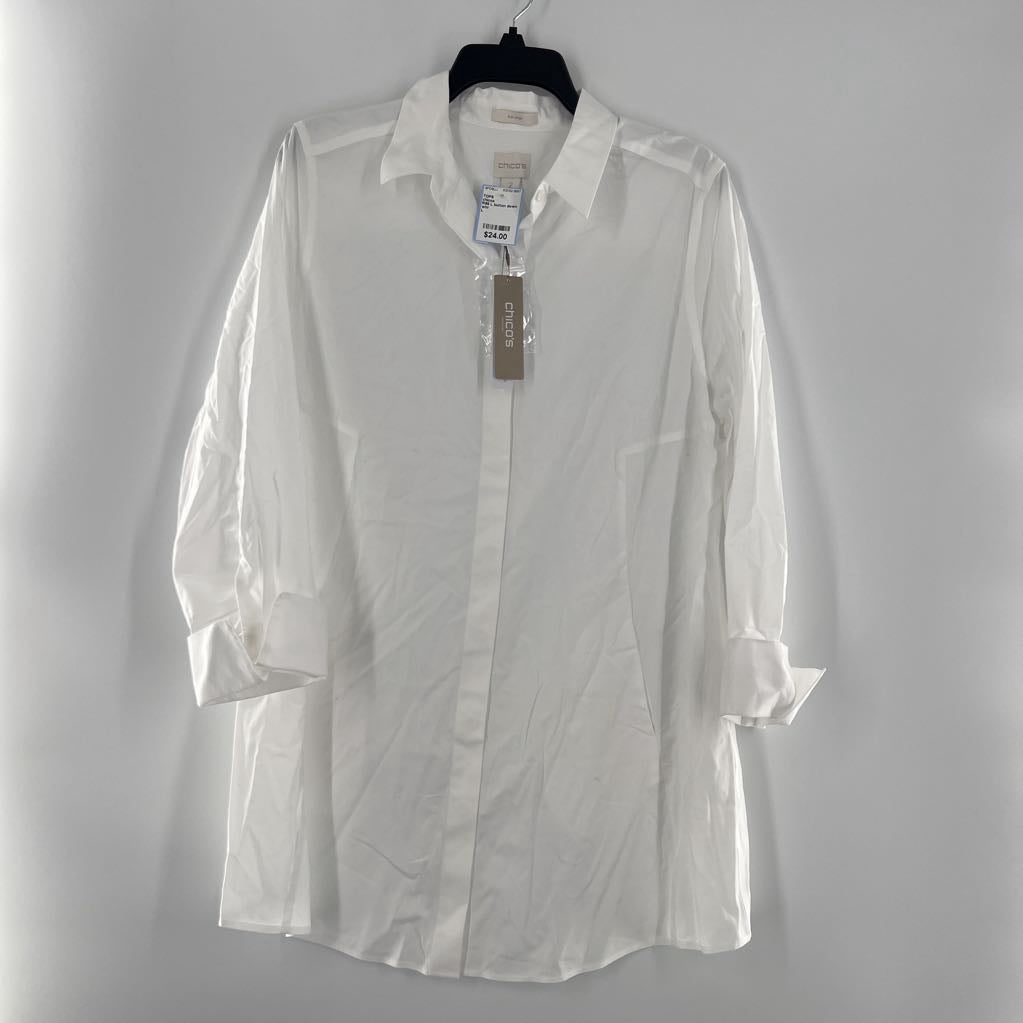 R99 L button down cuffed slv top