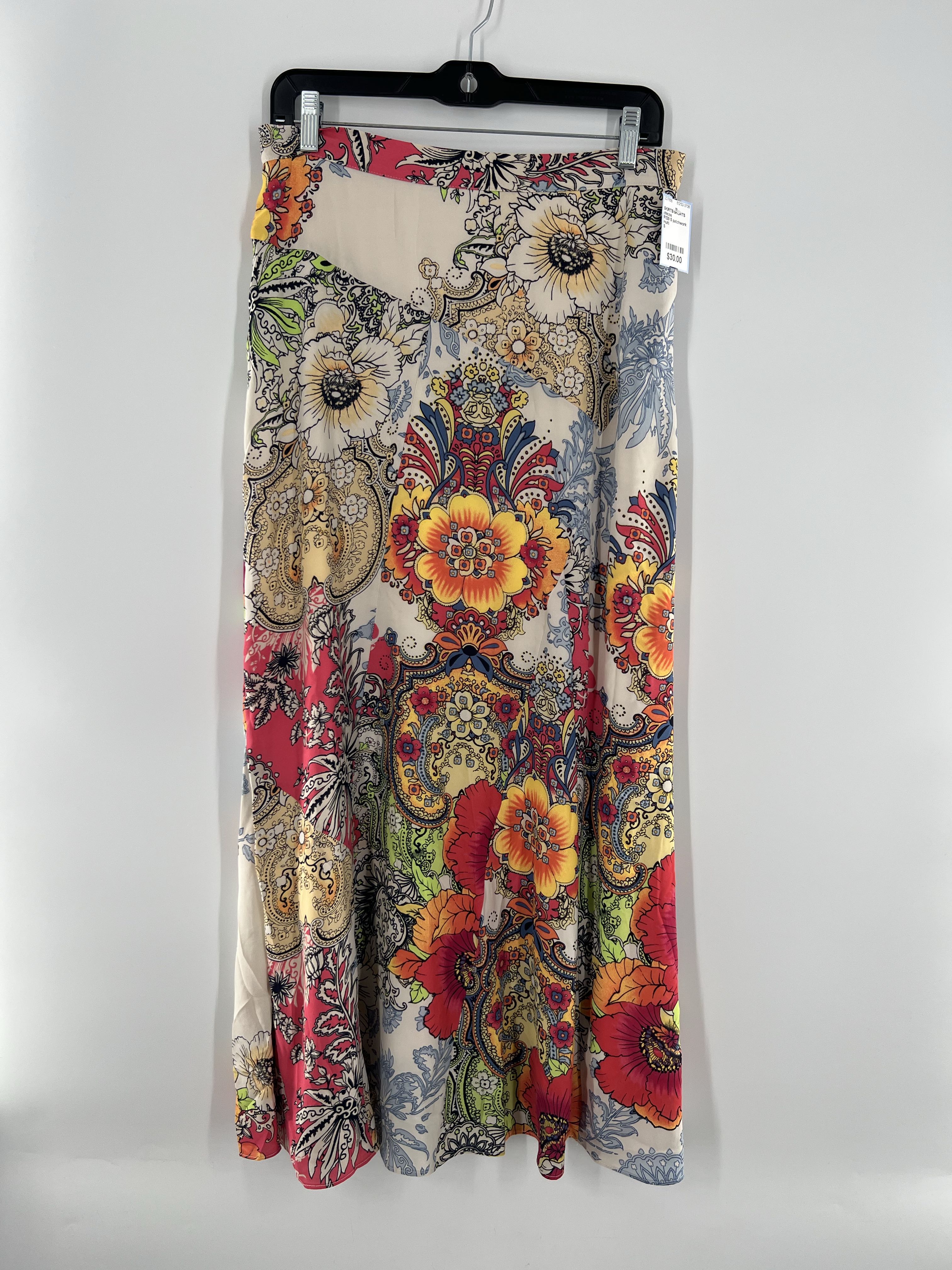 R129 S patchwork floral maxi skirt