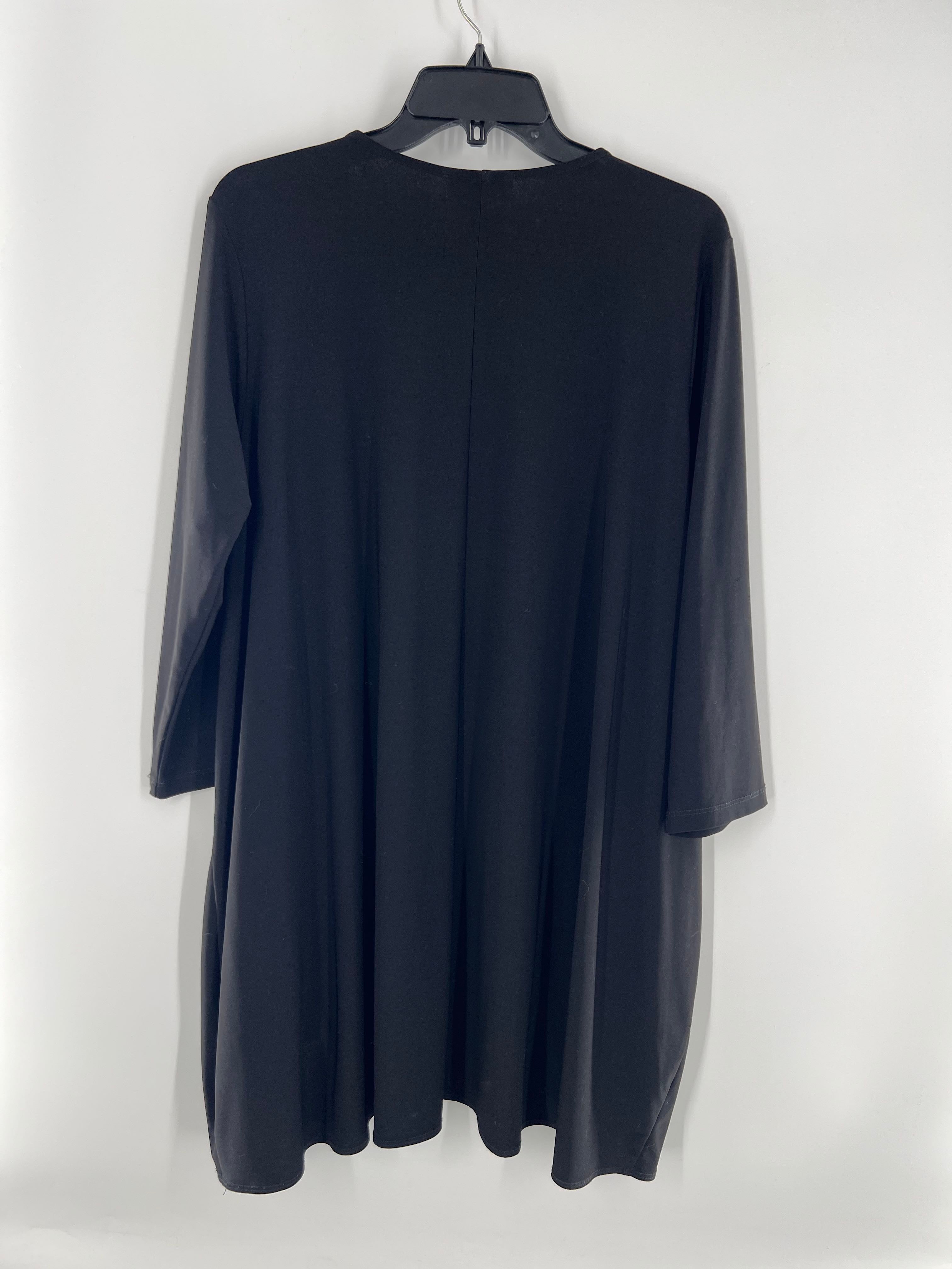 XL round neck pocket tunic l/s