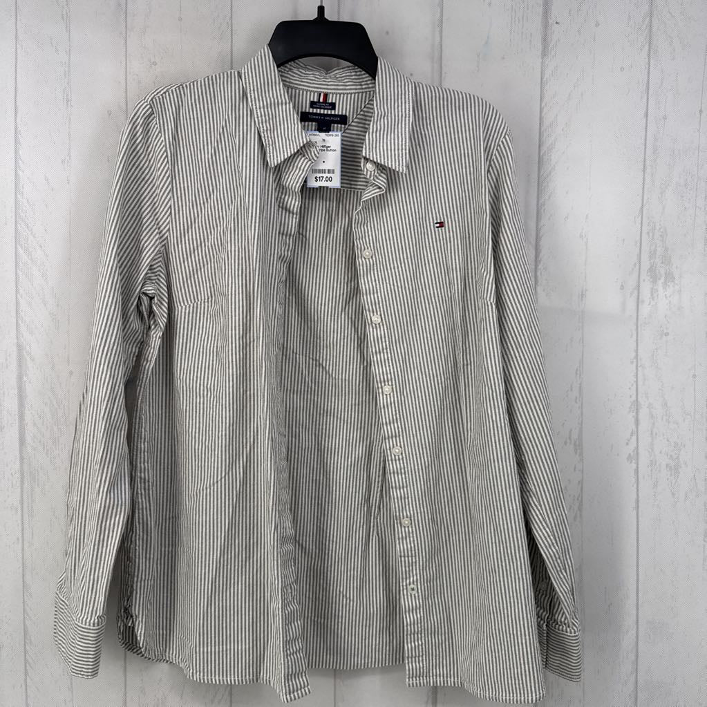 M l/s stripe button shirt