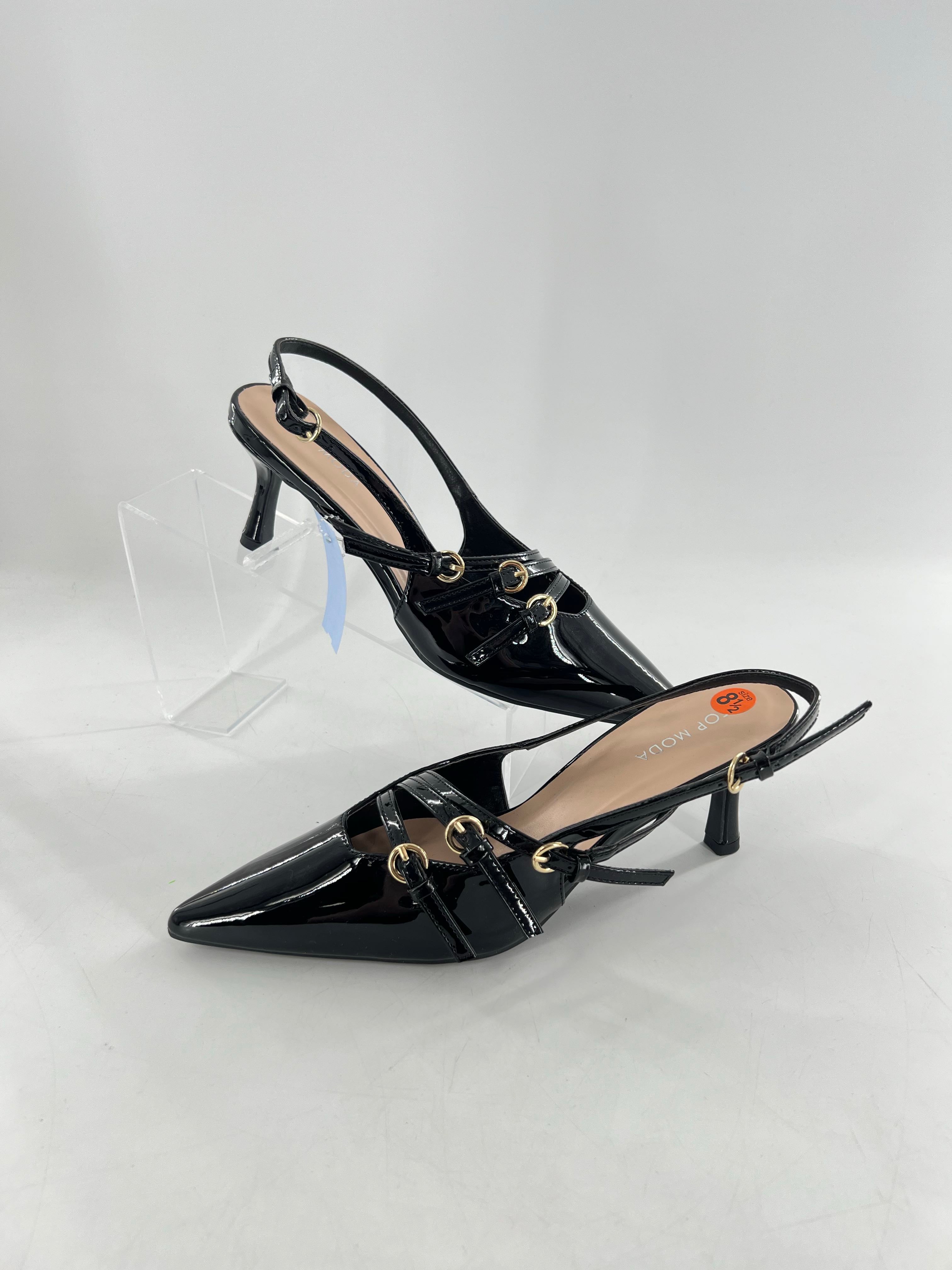 8.5 pointy toe kitten heel sling back pumps