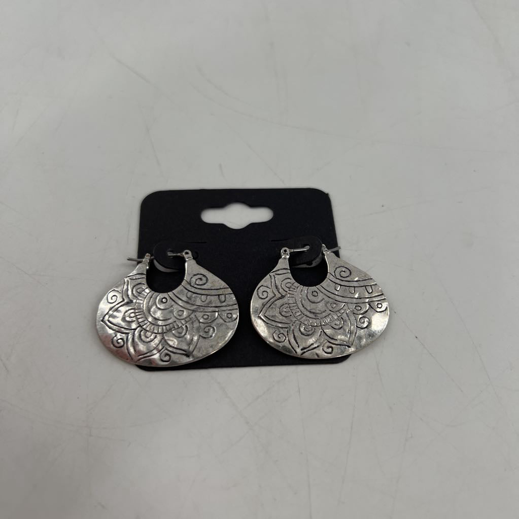 etched silver earrings