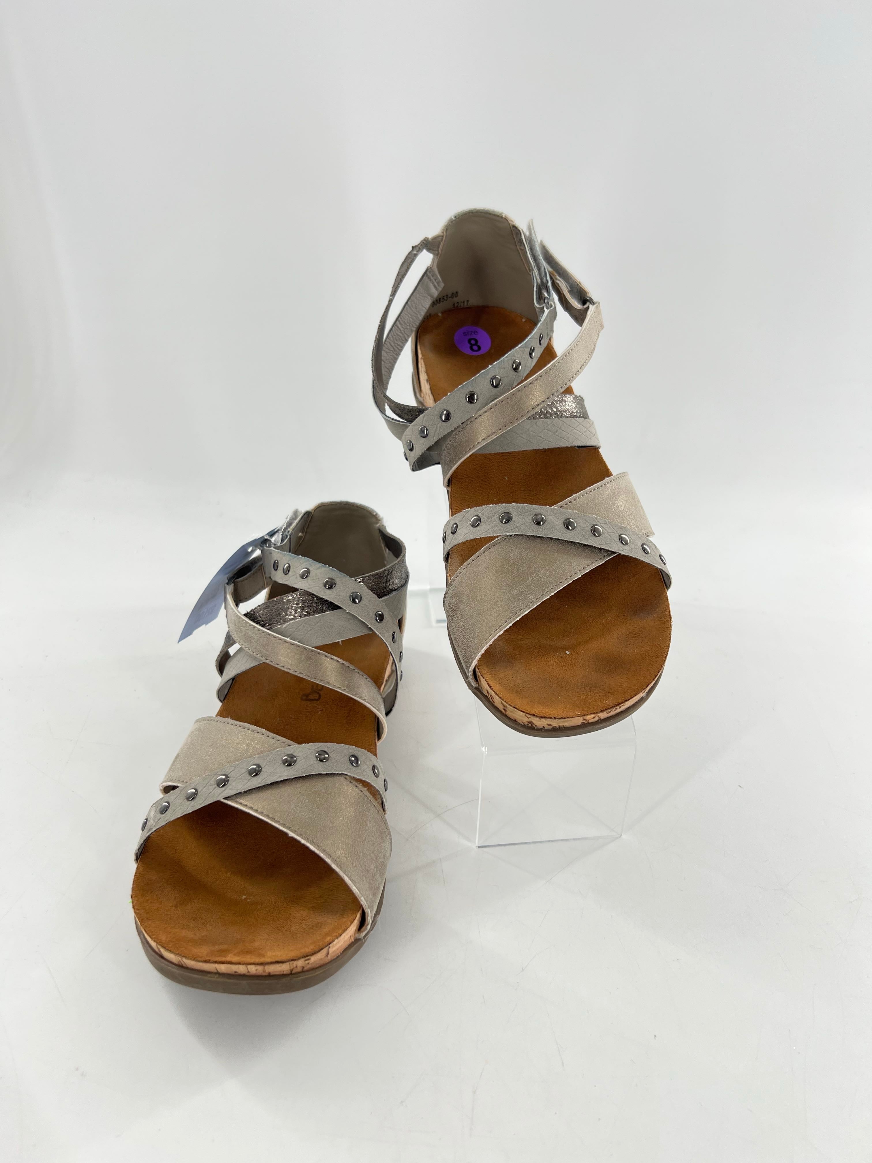 8 leather studded ankle strap sandal