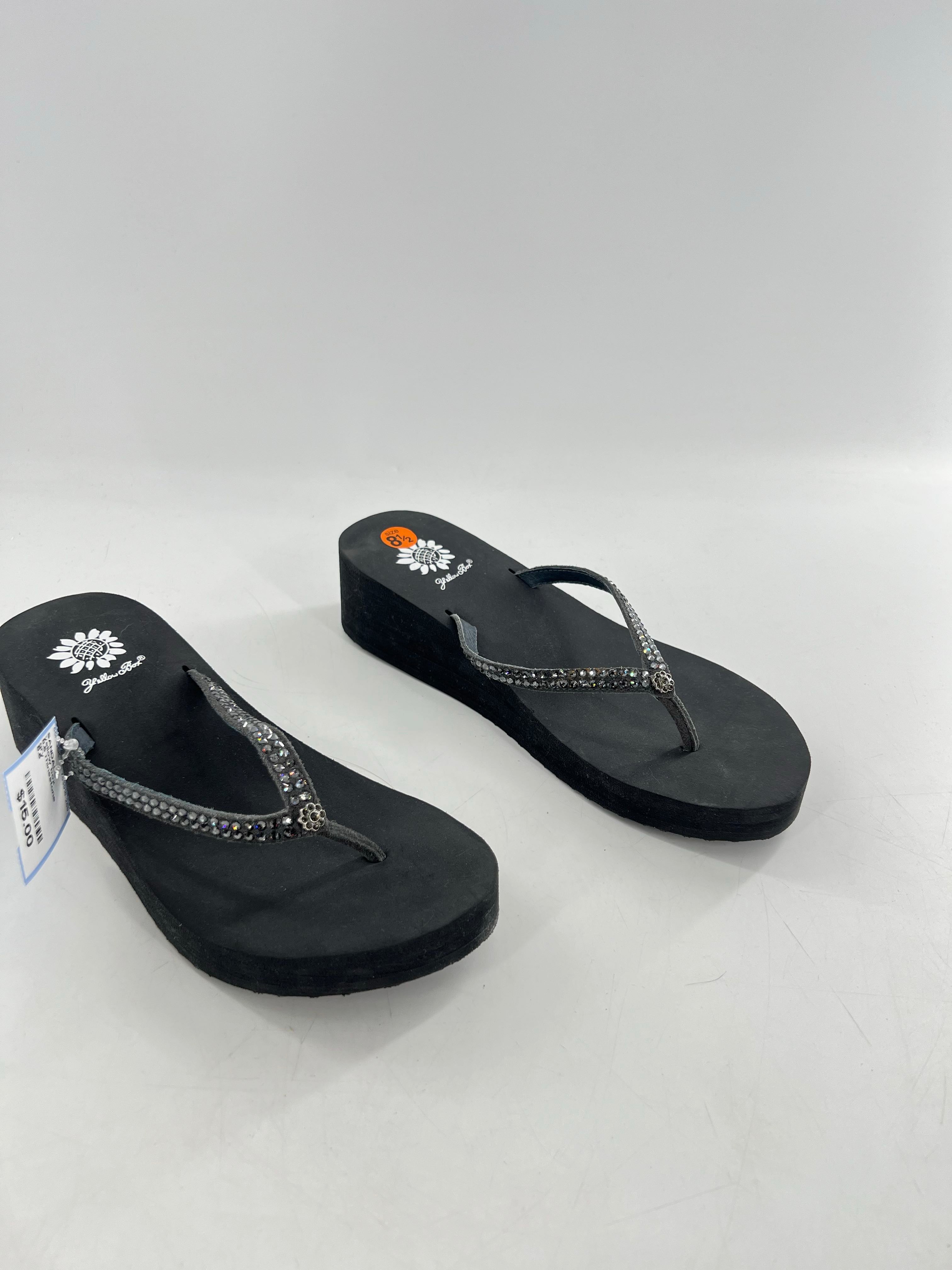 8.5 rhinestone wede heel flip-flops