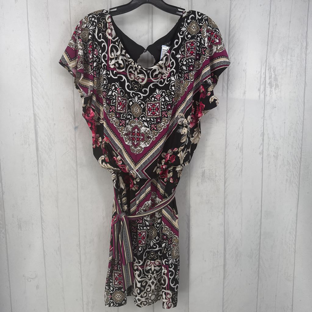 M flo print belted s/s dress