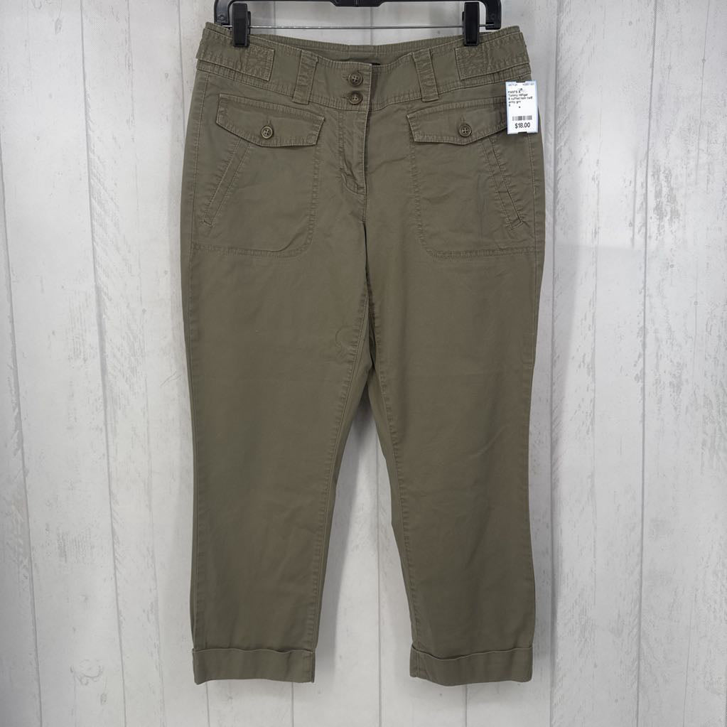 6 cuffed hem twill pant