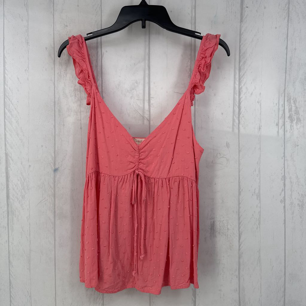 L swiss dot ruffled strap tank