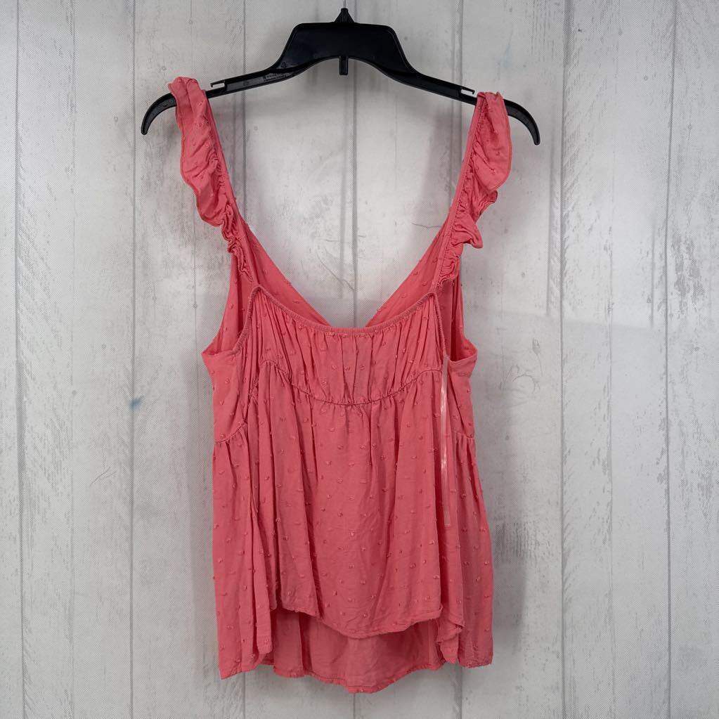 L swiss dot ruffled strap tank