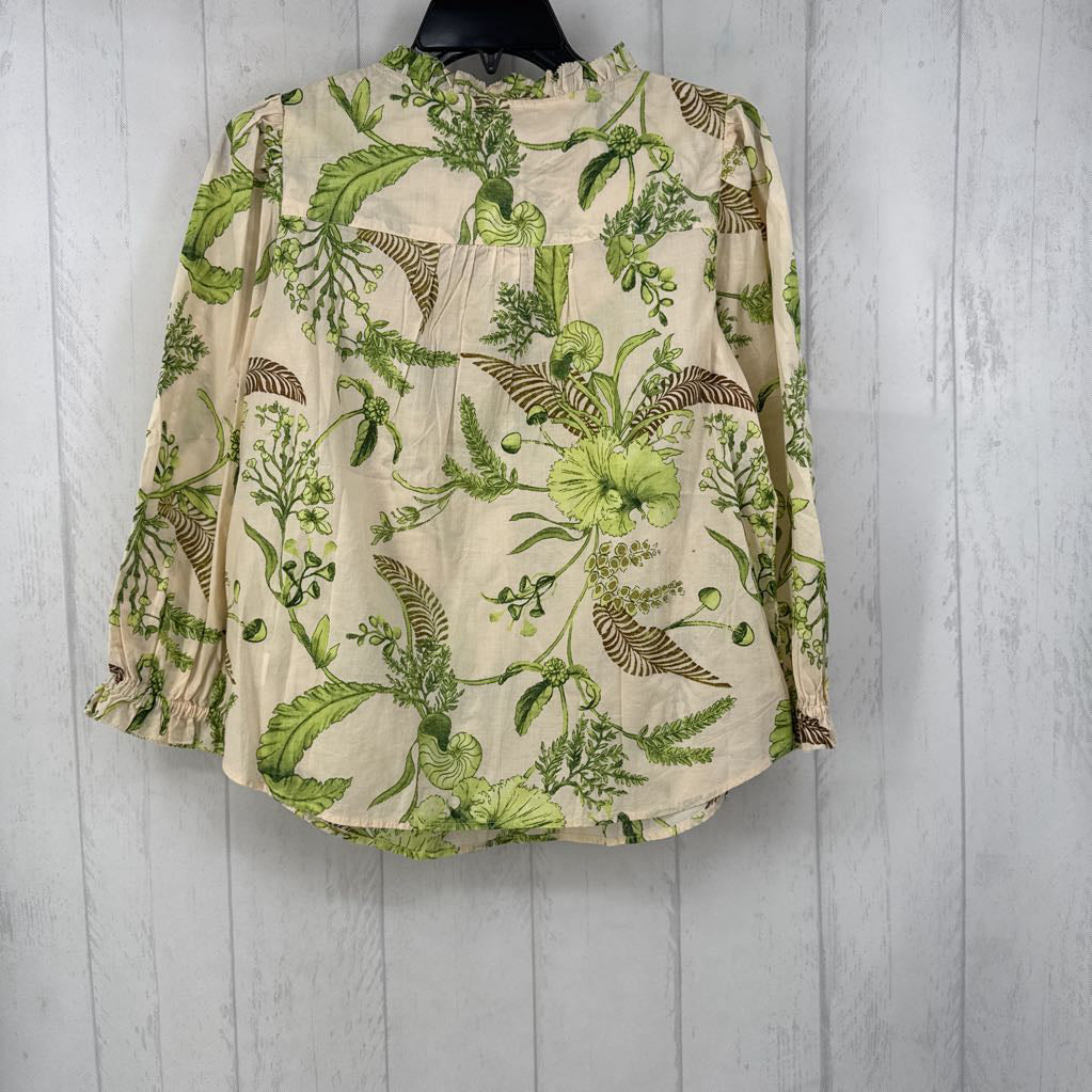 R90 XS flo print mock neck 3/4 slv top