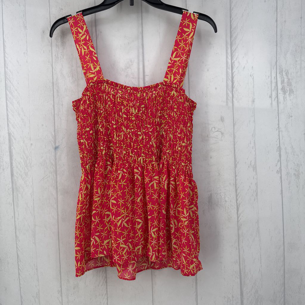 M flo print smocked peplum tank