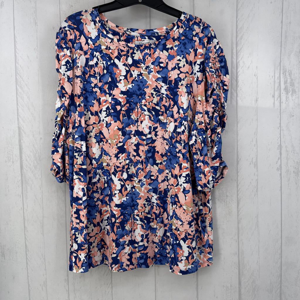 R70 XL flo print cinched slv top