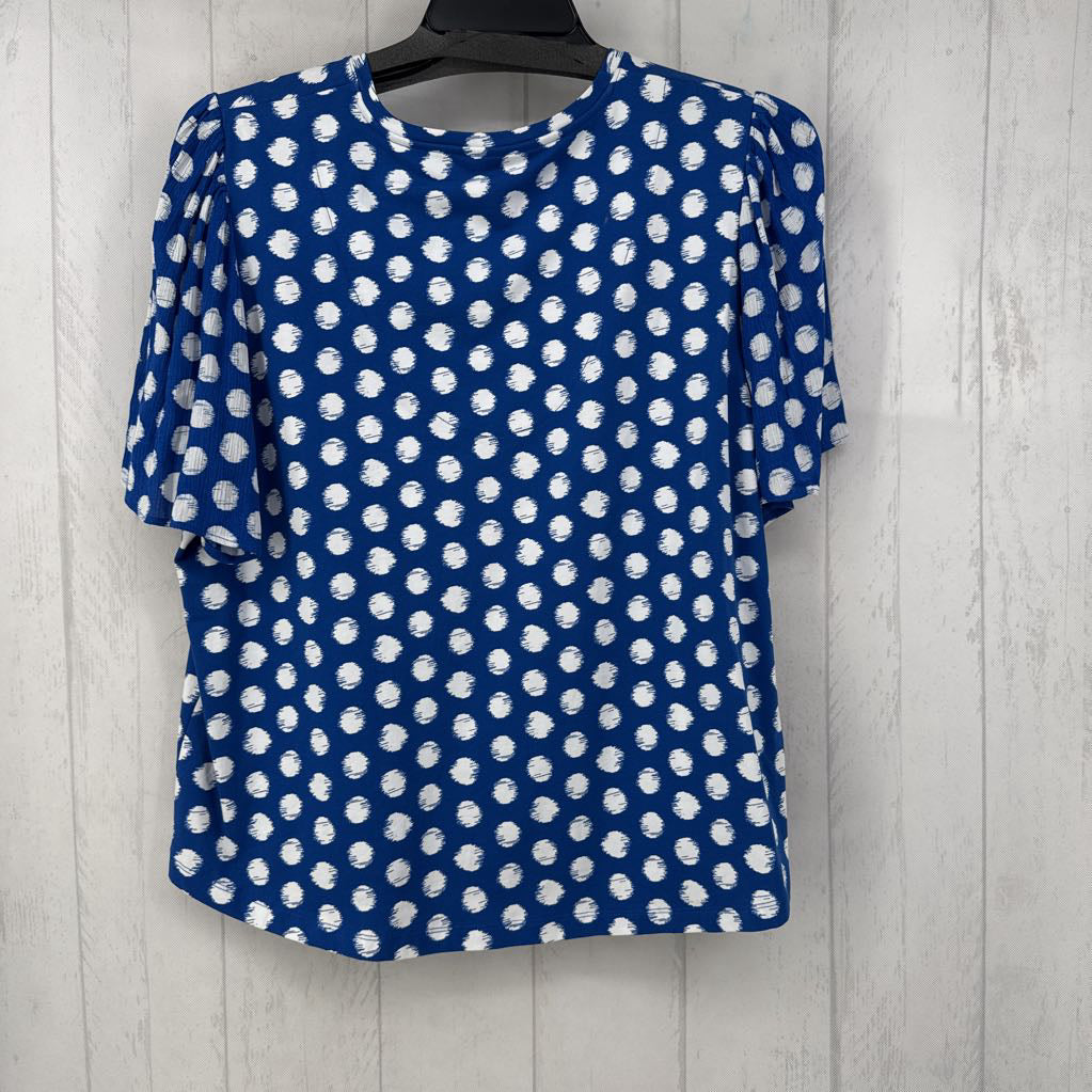 XL circle print v-neck flutter slv tee