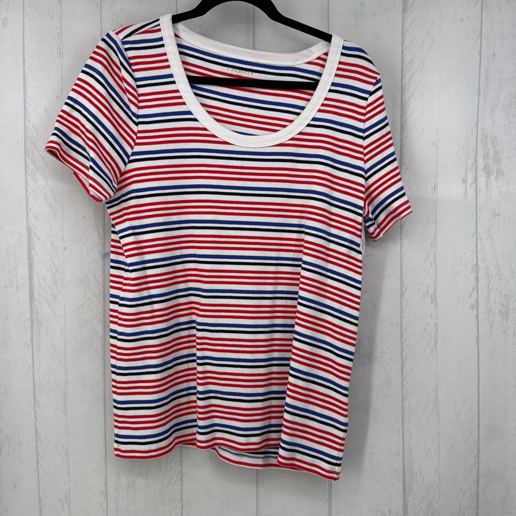 1X ribbed striped s/s top
