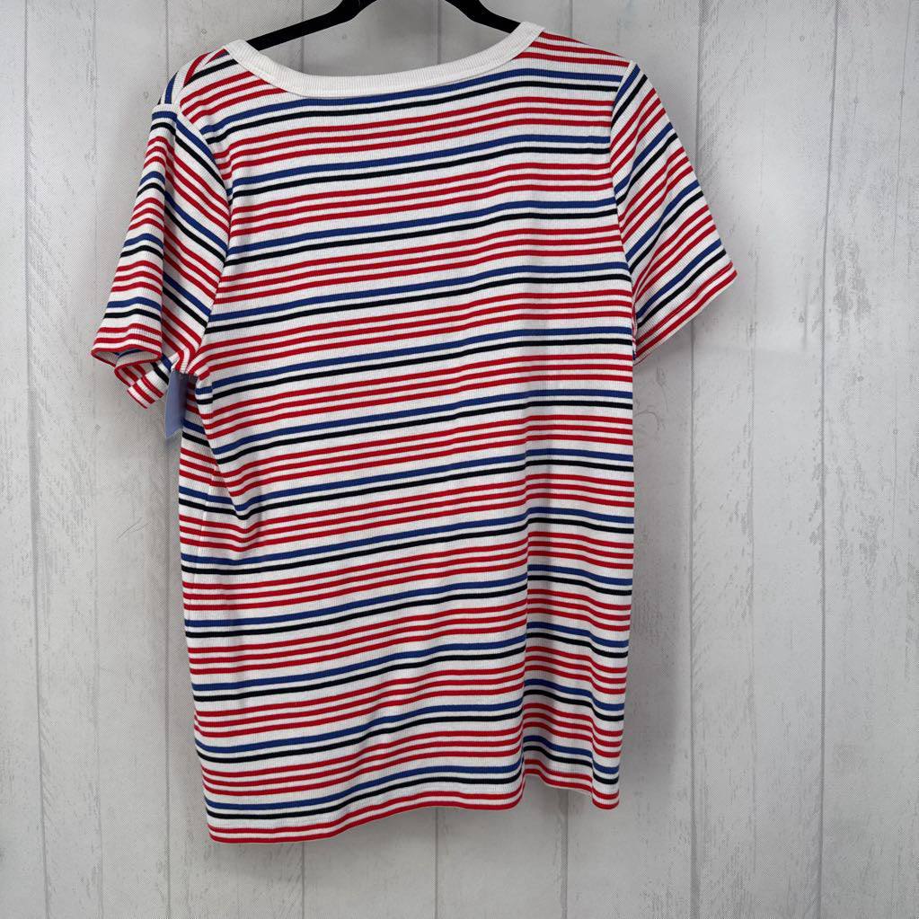 1X ribbed striped s/s top