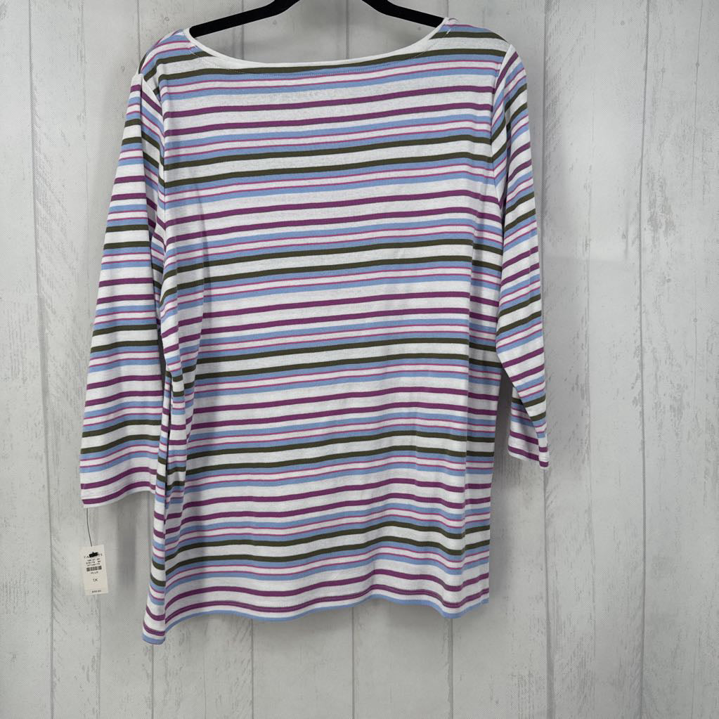 R60 1X striped bateau neck l/s tee