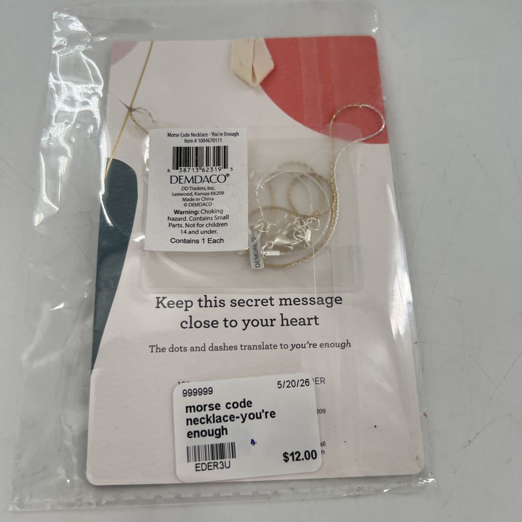 morse code necklace-you're enough