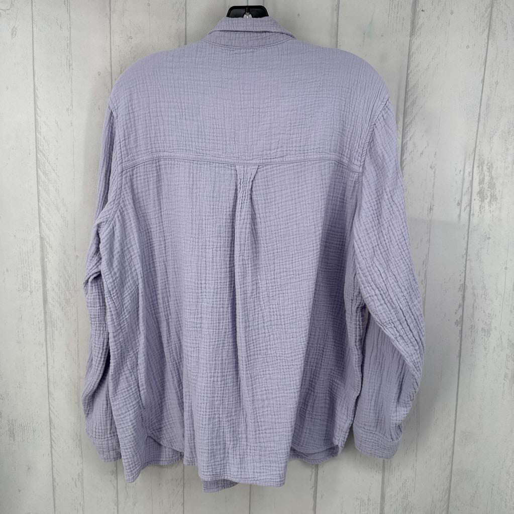 XL gauzy button down l/s top