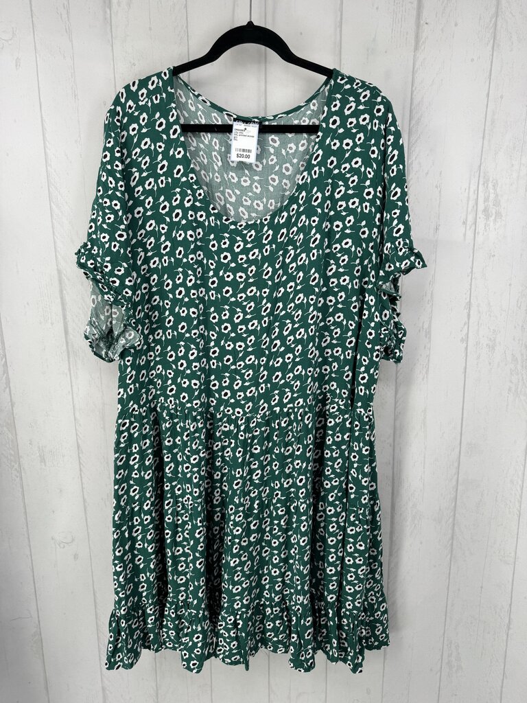 3XL printed scoop neck tiered s/s dress