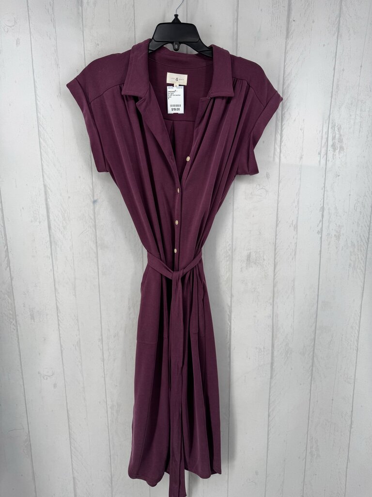 S cuff s/s button shirt dress w/ belt