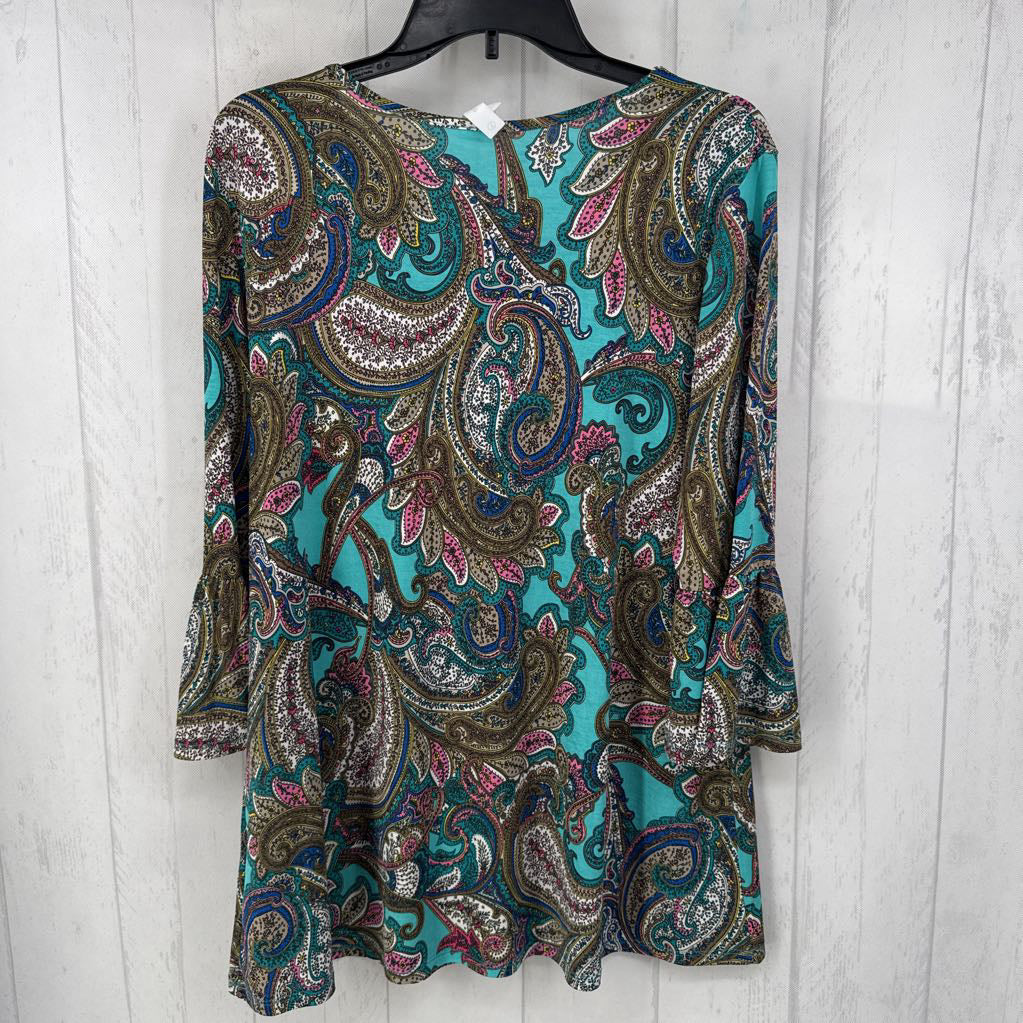 L bell 3/4 slv paisley top