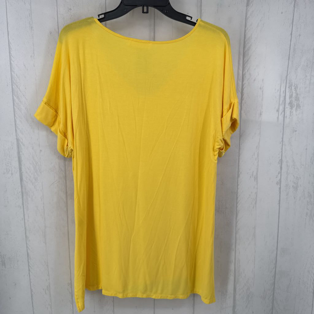 L cuff s/s v-neck side slit top