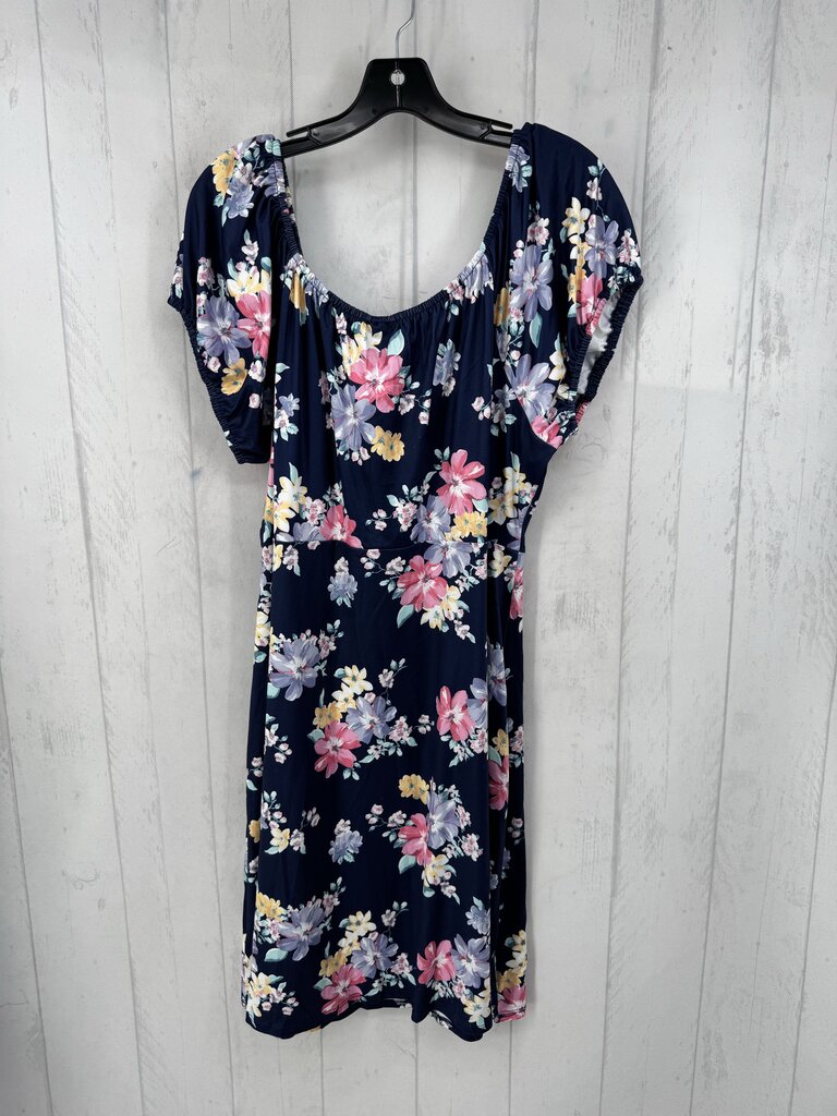 1x s/s flower print off shoudler dress