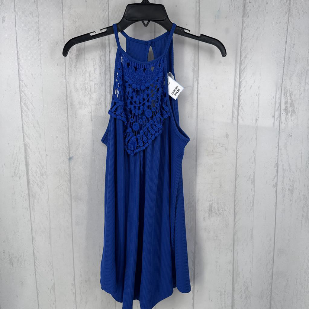 M crochet lace ribbed halter tank