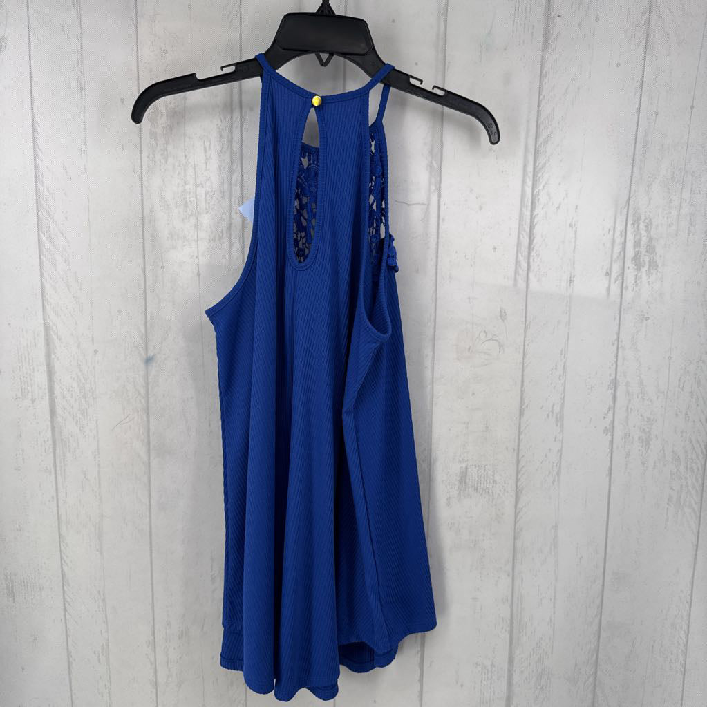 M crochet lace ribbed halter tank
