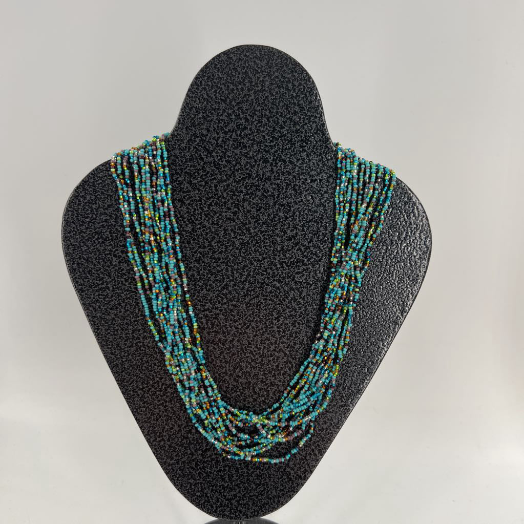 10" turquoise beaded multi-strand necklace