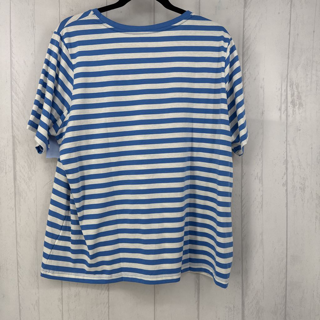 1x s/s stripe v-neck top