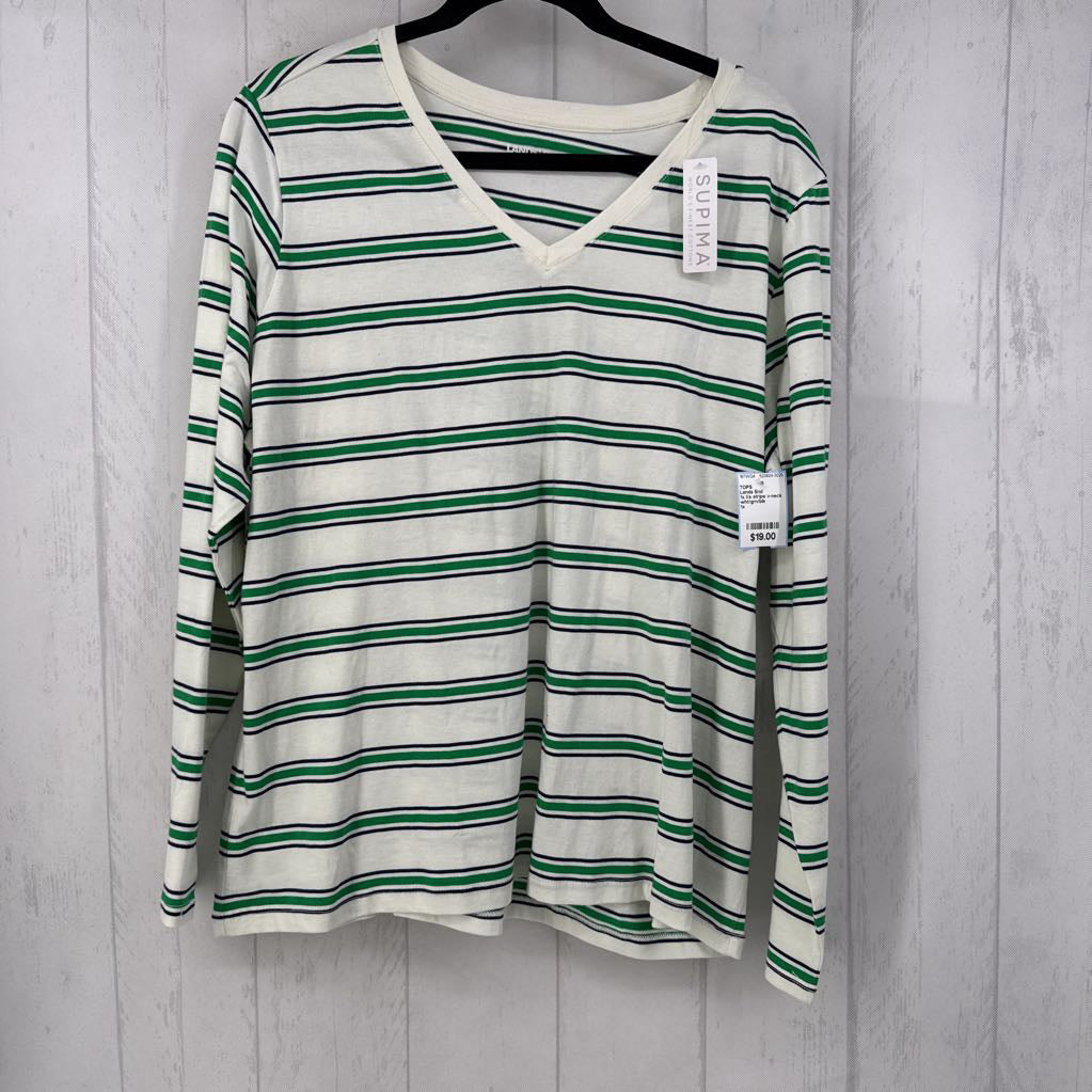 1x l/s stripe v-neck top