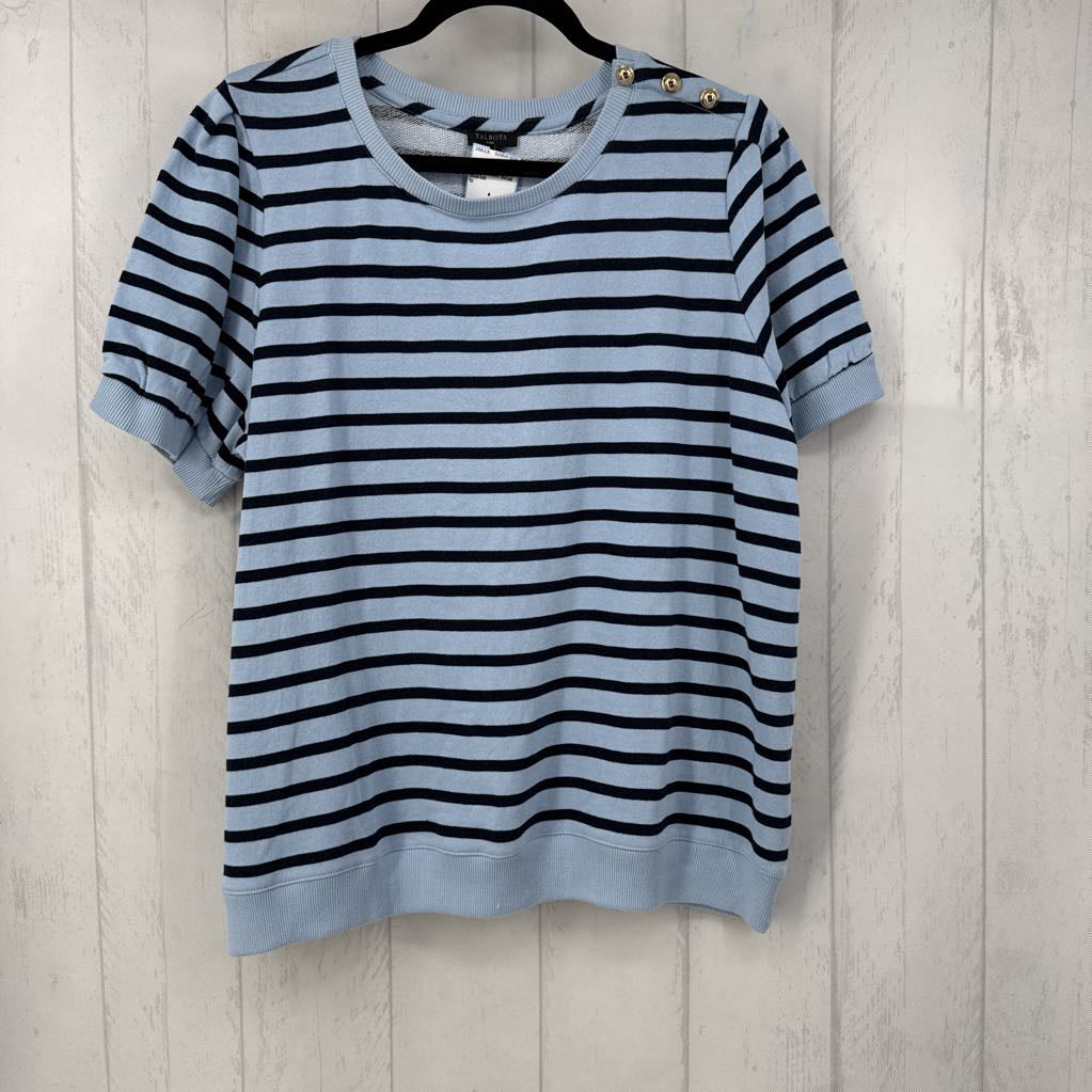 1x s/s button detail stripe top