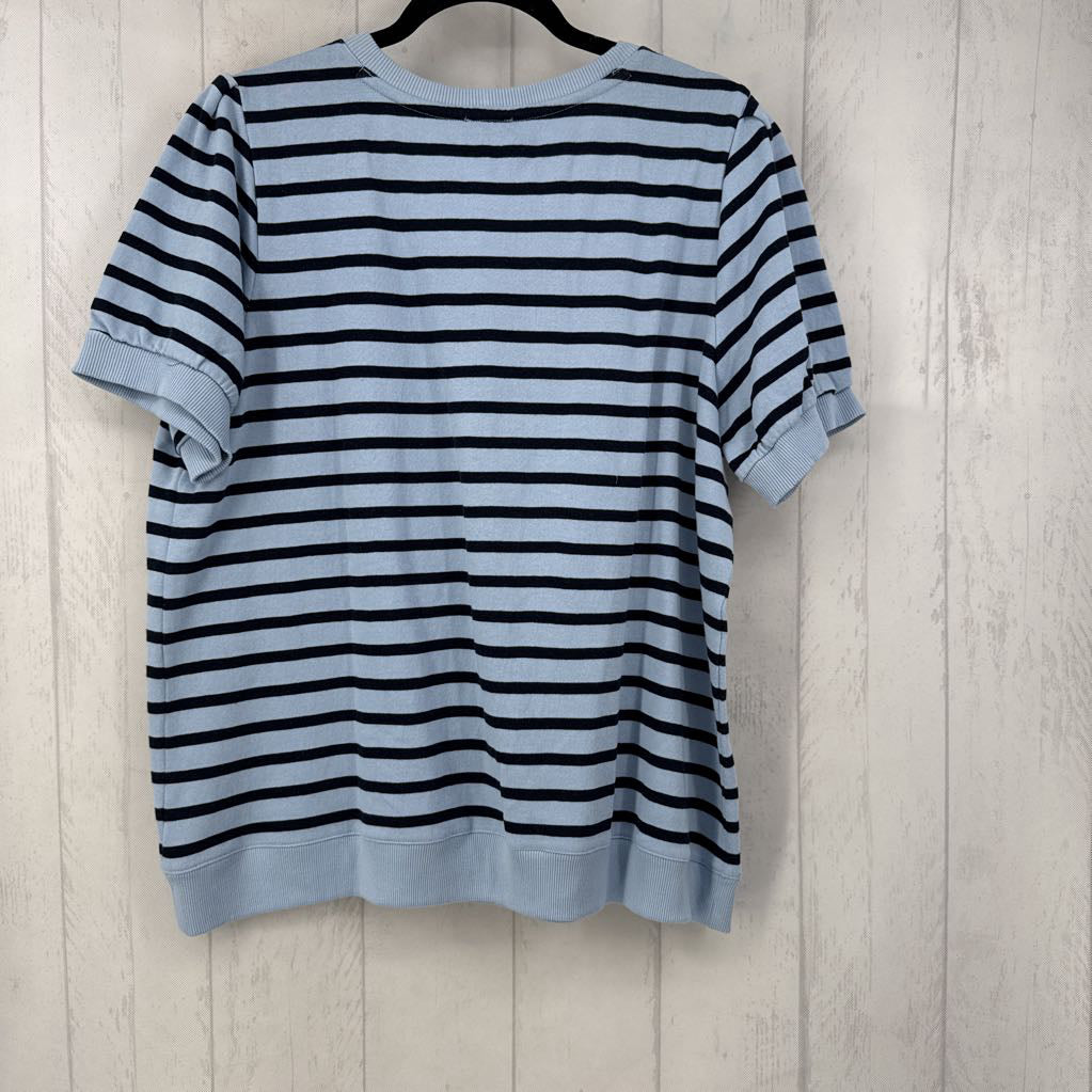 1x s/s button detail stripe top